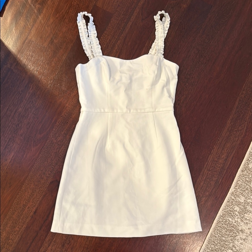 French Connection Ivory Dress with Ruffle Detail